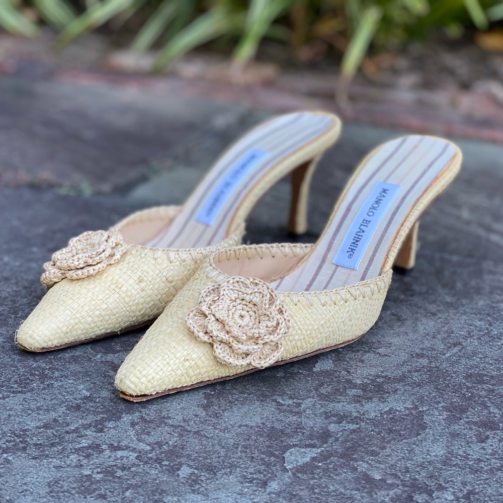 Manola Blahnik Y2K Rafia Heels